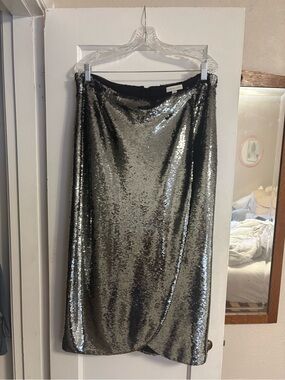 Easy Sequin Wrap Skirt - Dark Silver